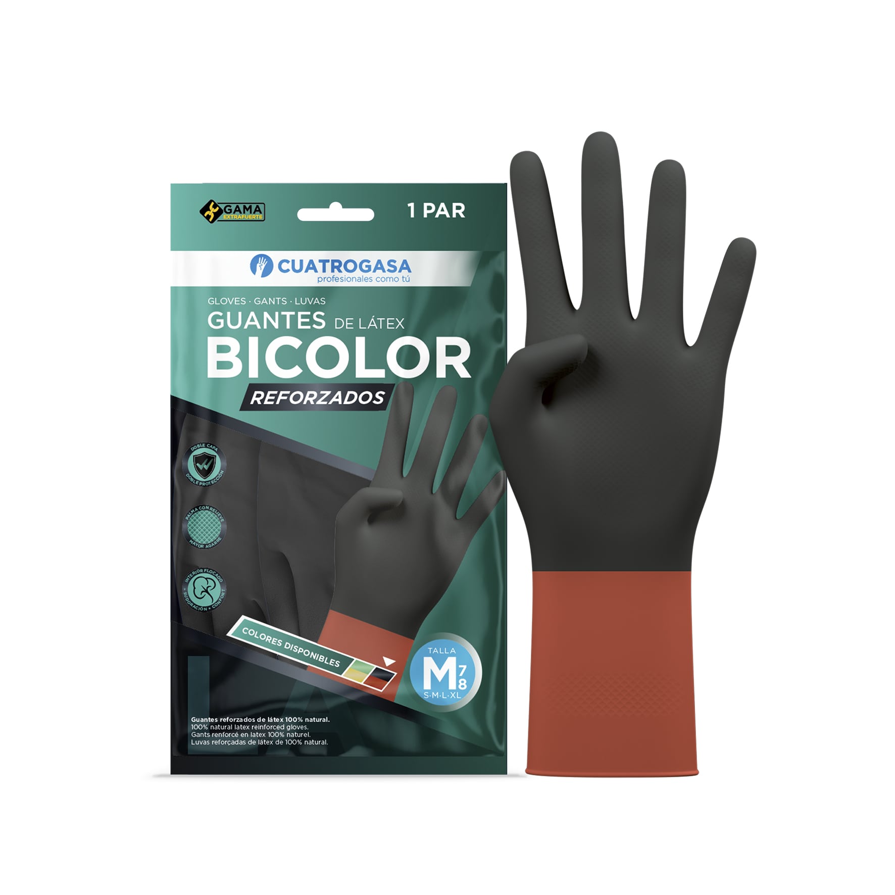 Guante Reforzado Rojo-Negro Latex